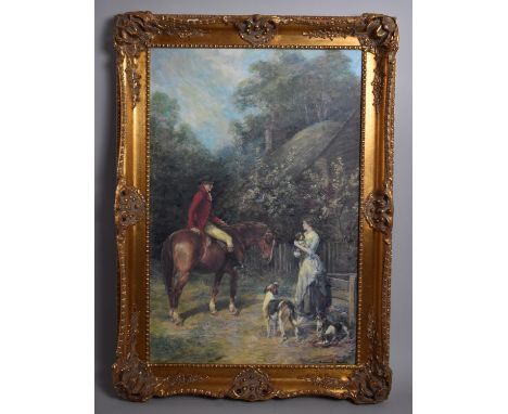 A Large Textured Print After Heywood Hardy, "A Visit to the Kennels", 75cm High 