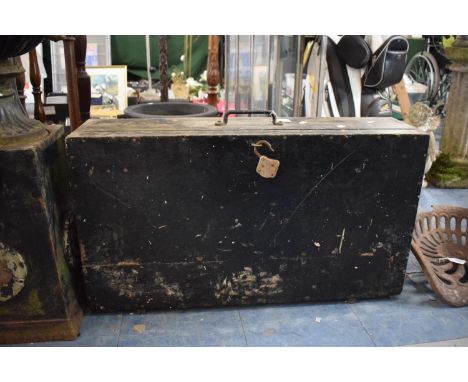 A Vintage Wooden Carpenters Tool Box with Fall Front and Two Inner Drawers, 83.5cm Wide 