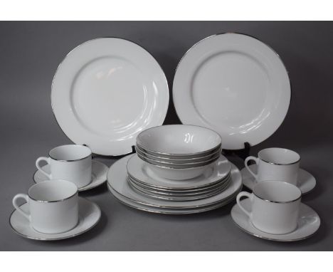 A Royal Worcester Classic Platinum Breakfast Set to Comprise Four Cups, Four Saucers, Four Side Plates, Four Large Plates, Fo