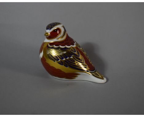 A Royal Crown Derby Imari Paperweight, Chaffinch, Gold Button 