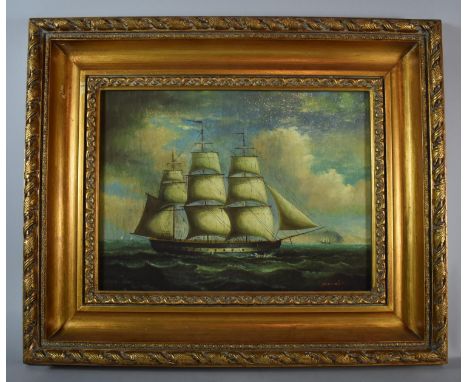 A Gilt Framed Print of a Sailing Ship, 39cm Wide 