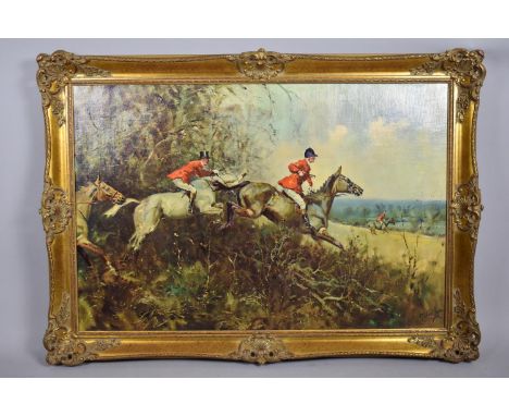 A Large Gilt Framed Hunting Print, 90cm Wide 