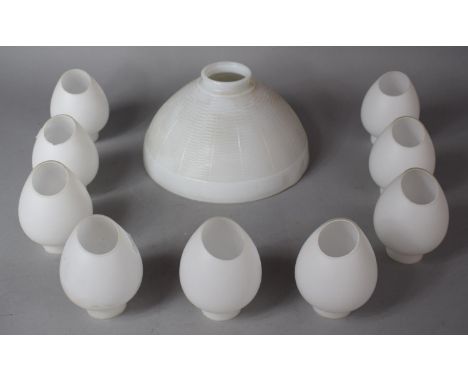 A Collection of Mid/Late 20th Century Glass Light Shades to Include Opaline Example 