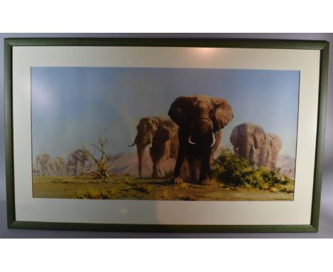 A Framed David Shepherd Print, "The Ivory is Theirs", 75cm wide 