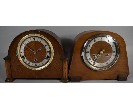 A Westminster Chime Oak Mantle Clock and a Enfield Mantle Clock, Both in Need of Attention