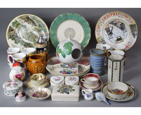 A Box of Ceramics to Include Decorated Mug, Ceramic Boxes, Decorated Plates etc 
