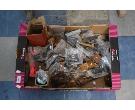 A Box of Various Furniture Fittings, Tools etc 