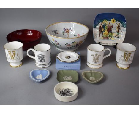 A Collection of English Ceramics to Include Three Pieces of Wedgwood Jasperware, Boxed Wedgwood Cornucopia Trinket Dish (Seco