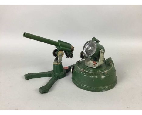 ASTRA MODEL ARTILLERY GUN,and search light, boxed, along with an Action Man jeep