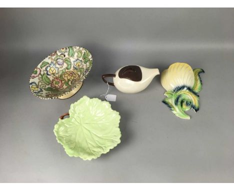 CARLTON WARE WALL POCKET,along with a Carlton Ware dish, teapot, and a Tuscan comport (4)