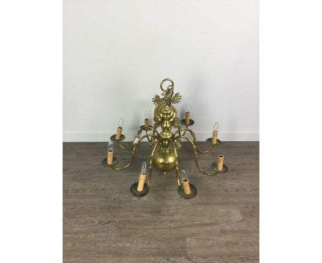 HANGING BRASS EIGHT LIGHT CHANDELIER