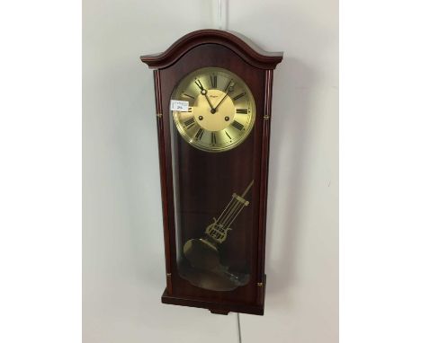REPRODUCTION MAHOGANY WALL CLOCK BY BAGGOT,57cm high