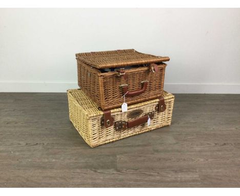 SHERWOOD HAMPER WICKER BASKET,along with a picnic basket (2)