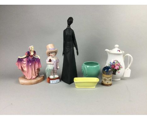 ROYAL DOULTON FIGURE OF 'TRANQUILITY',31cm high, along with various other ceramic figures, jugs and dishes, and glass ware