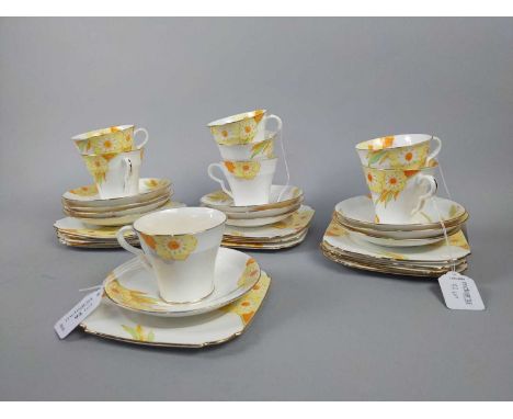 FLORAL DECORATED PART TEA SERVICE BY TAYLOR &amp; KENT LONGTON,pattern no. 6240