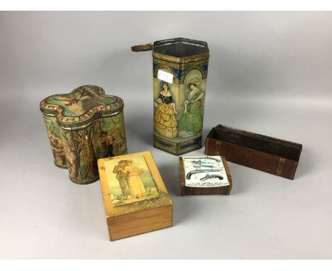 HUNTLEY &amp; PALMERS 'FOREST' BISCUIT TIN,late 19th century, 16.3cm high, along with another Huntley &amp; Palmers tin in th