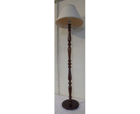 A Modern Mahogany Turned Standard Lamp with Shade 