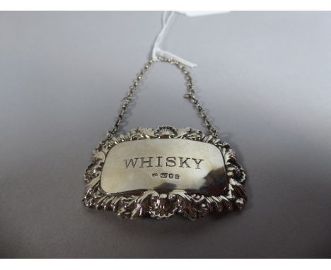 A Hallmarked Silver Decanter Label, Whisky 