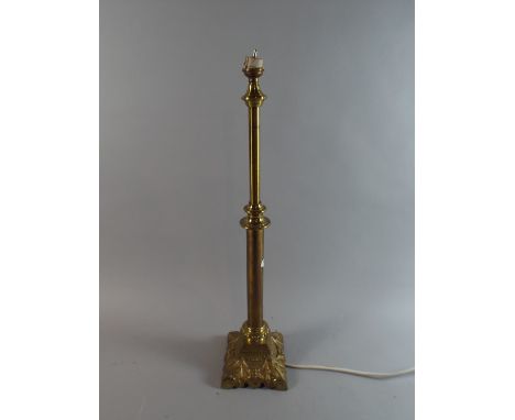 A Good Quality Brass Rise and Fall Table Lamp, 52cm high Max