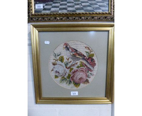 A Framed Tapestry of Bird and Roses 