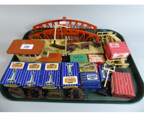 A Collection of Hornby OO Colour Light Signals in Boxes, Point Switches, Buffers, Bridges etc 