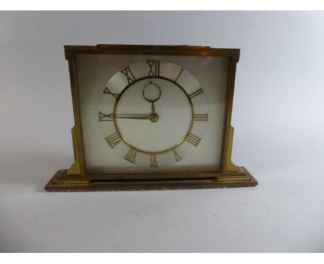 A Vintage Smith's Brass Cased Clockwork Mantle Clock, 25cm Long 