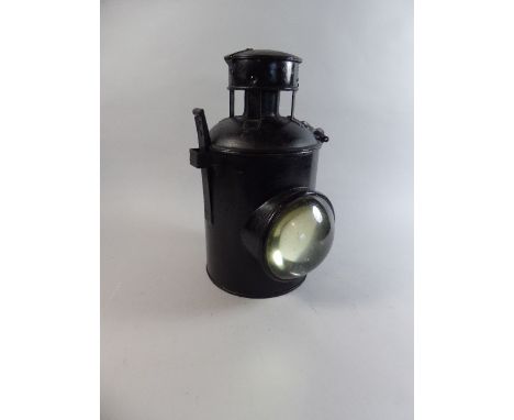 A Vintage Railway Lamp with Impressed G W R, Missing Inner Burner, 34cm High 
