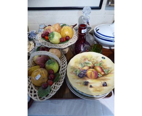 A Tray of China and Glassware to Include Aynsley Orchard Gold Plate, Calendar Plate, Blue and White Plate Etc