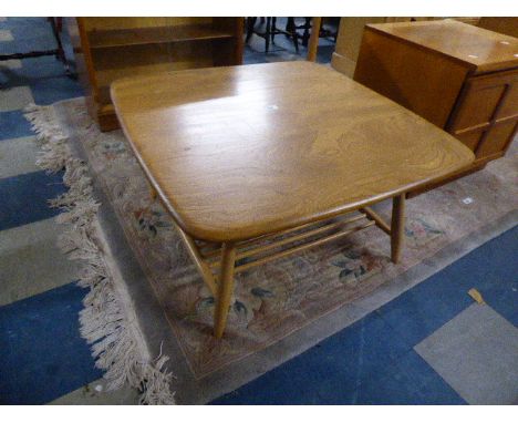 A Square Topped Ercol Coffee Table with Stretcher Shelf, 75cm Wide 