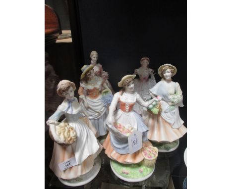 Four Royal Worcesetr 'Pastoral Collection' figures and two other Royal Worcester figures, 'Madame de Pompadour' and 'Royal De