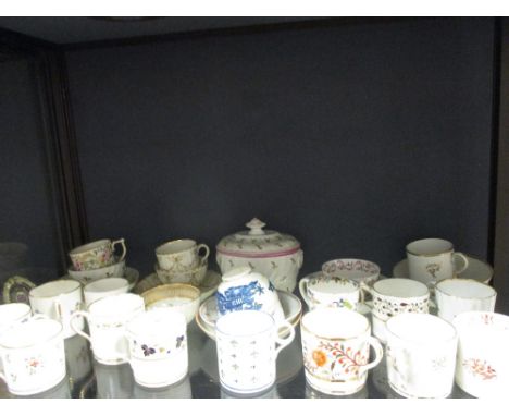 A collection of Derby, Spode, Minton, New Hall and other coffee cans and tea wares  