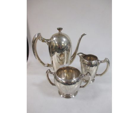 An Art Deco style three piece coffee set (Coffee pot unmarked)**  