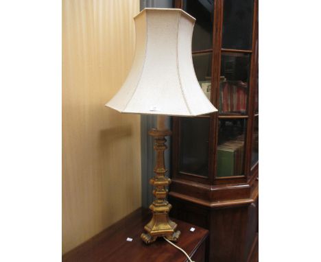A Baroque style gilt wood candlestick lamp  