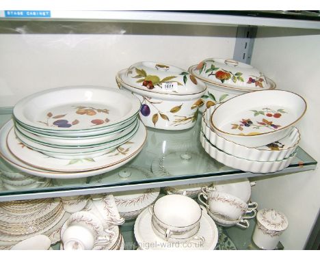 A quantity of Royal Worcester 'Evesham' including casserole dish, flan dish, platter, etc.