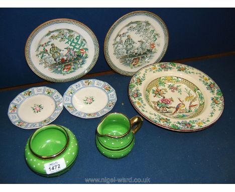 A quantity of china including a pair of Royal Doulton 'Astbury' side plates, Burslem sugar bowl and milk jug,Pekin plates and