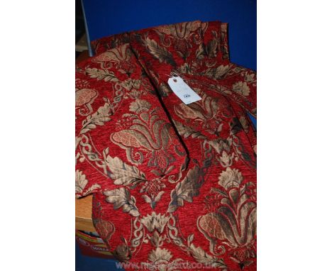 A pair of Burgundy Curtains and tie backs, 66'' x 72''