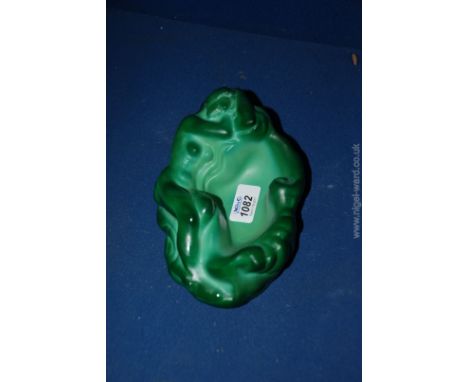 A 1930's green malachite Trinket Dish decorated with a reclining nude