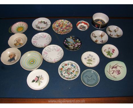 A small  Royal Worcester millennium Bowl and various pin trays by Minton, Carltonware, etc.