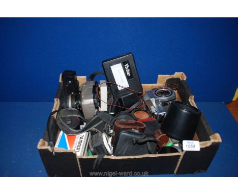 Miscellaneous camera items including Pentax, light meters, flash guns, lens cleaning equipment, etc.