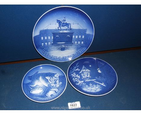 Three Copenhagen porcelain Plates, 'Mothers Day', 'The Royal Palace' and 'Christmas in Old Town'.
