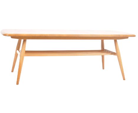 Lucian Ercolani - Ercol - Model 459 - A retro vintage mid 20th Century beech &amp; elm coffee table / low table having a cham