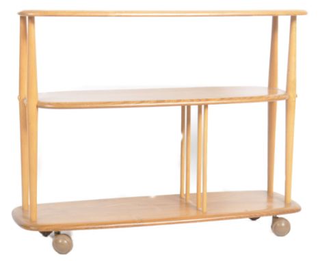 Lucian Ercolani - Ercol - Model 361 - A mid 20th Century beech and elm wood baby giraffe bookcase trolley / whatnot from the 