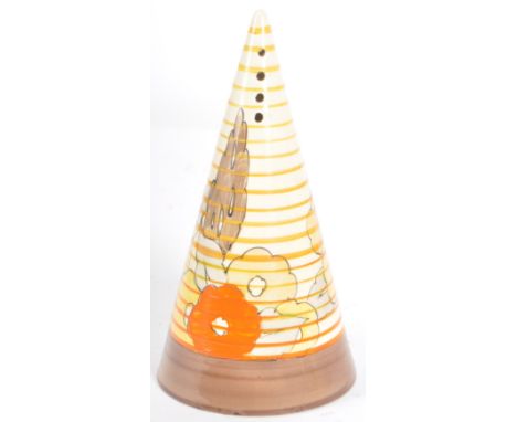 Clarice Cliff - Capri Orange - A vintage 20th Century 1930s Art Deco sugar castor / shaker hand painted in the Capri Orange p