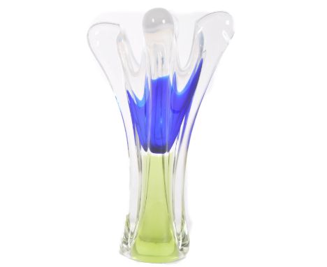 Josef Hospodka for Chribska Sklo Union - A retro mid 20th Century Bohemian Czechoslovakian studio art glass of pulled form ha