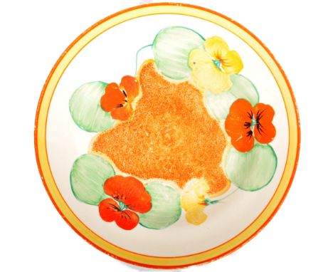 Clarice Cliff - Nasturtium - A vintage 20th Century 1930s Art Deco plate hand painted in the Nasturtium pattern. Biyanne with