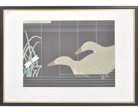 Sudi McCollum (American) -&nbsp;Duck &amp; Dragonfly - A vintage 20th Century framed coloured print for Sudi McCollum Limited