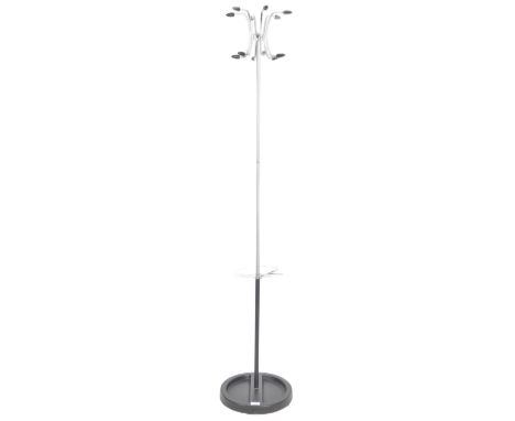 Hago - A retro vintage mid 20th Century chrome atomic sputnik coat stand / hat stand having a shaped pronged top with black t