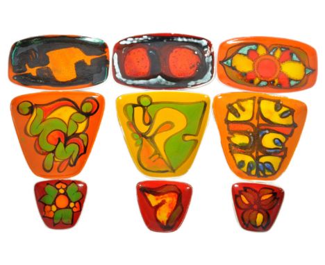 Poole Pottery - Delphis Range - A mixed selection of retro 20th Century condiment dishes of various sizes each with glazed de