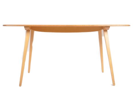 Ercol - Lucian Ercolani - A retro vintage 1960s mid 20th Century beech and elm refectory dining table having chamfered edges 