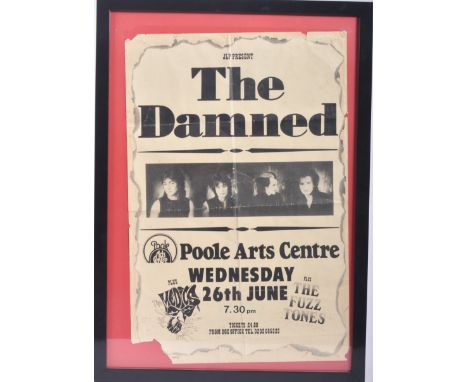 The Damned - A vintage 20th Century 1980s music venue / gig poster for The Damned at Poole Arts Centre Wednesday 26th June. A